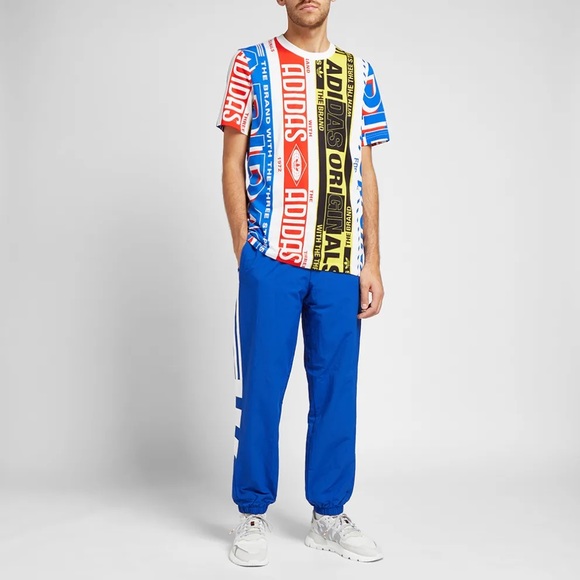 ADIDAS Multi-Scarf Mens T-Shirt Colorblock Logo Size S - Picture 2 of 5